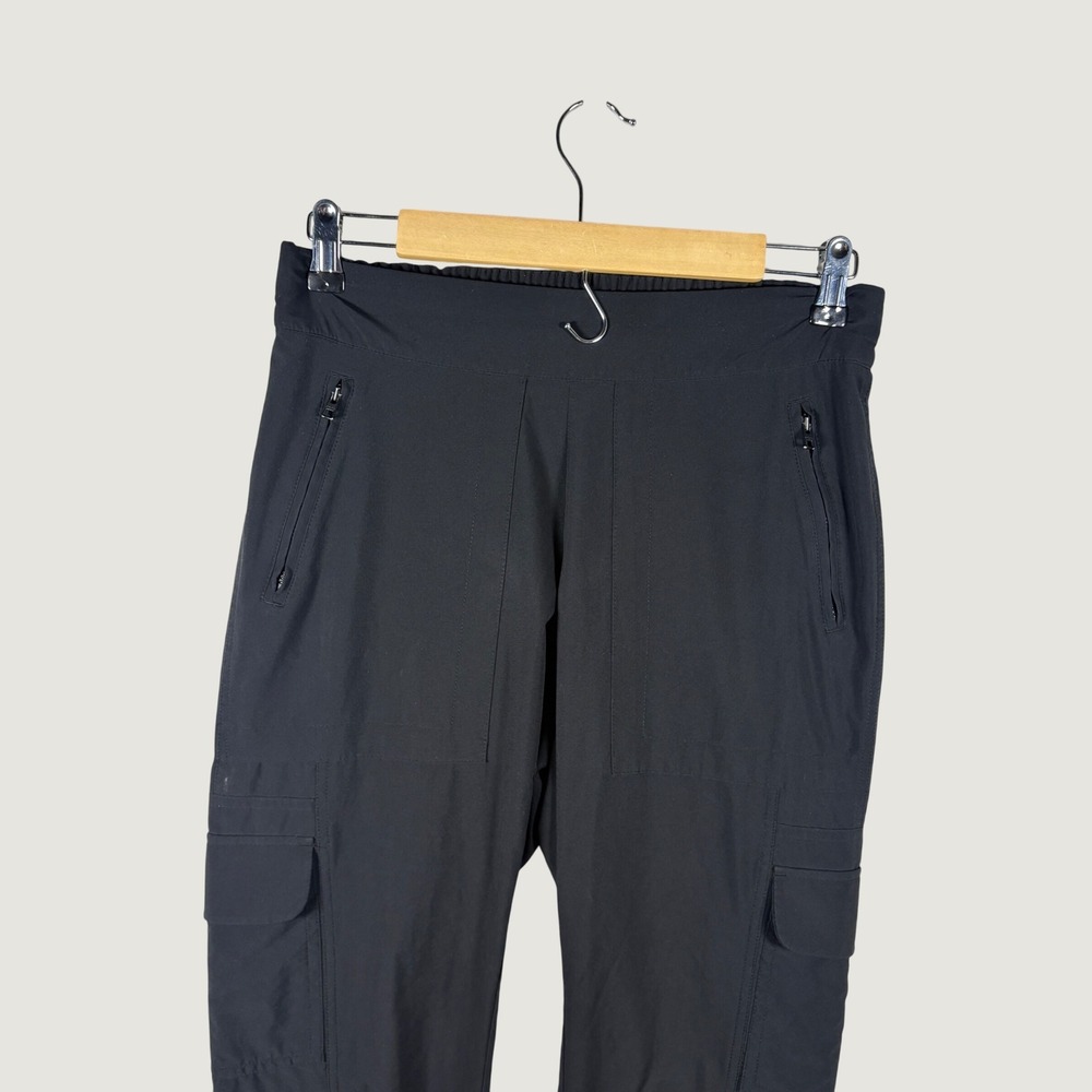 Athleta Black Cargo Utility Travel Pants Size 4 Tapered Ankle - Picture 2 of 6